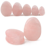 Alargador Gota Pedra Quartzo Rosa / 1 Par