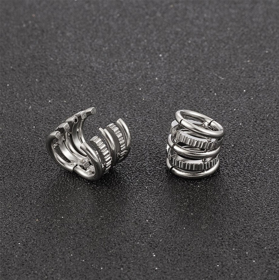 Lobe Cuff Ringed Beaded / 1 Par