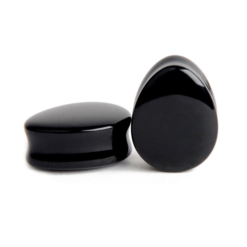 Alargador Gota Pedra Obsidiana / 1 Par