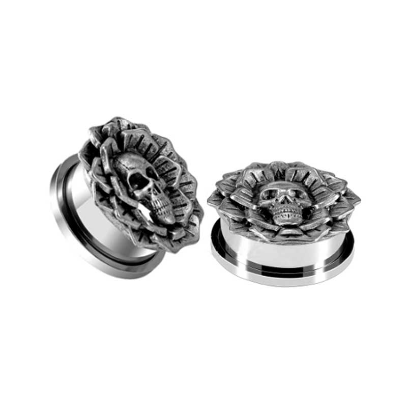 Alargador Caveira Flower / 1 Par
