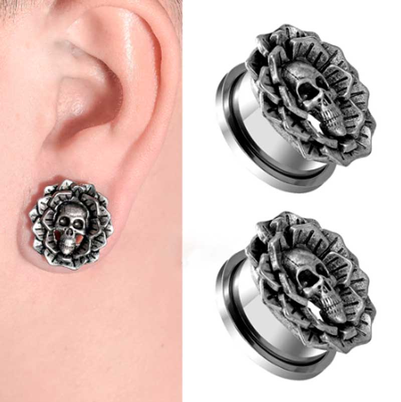 Alargador Caveira Flower / 1 Par