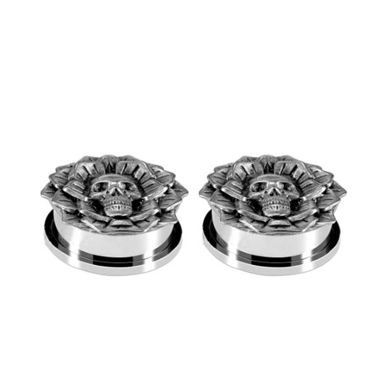Alargador Caveira Flower / 1 Par