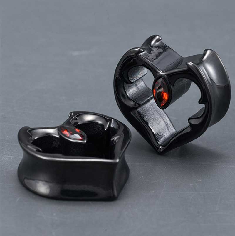 Alargador Coração Crystal Vermelho / 1 Par