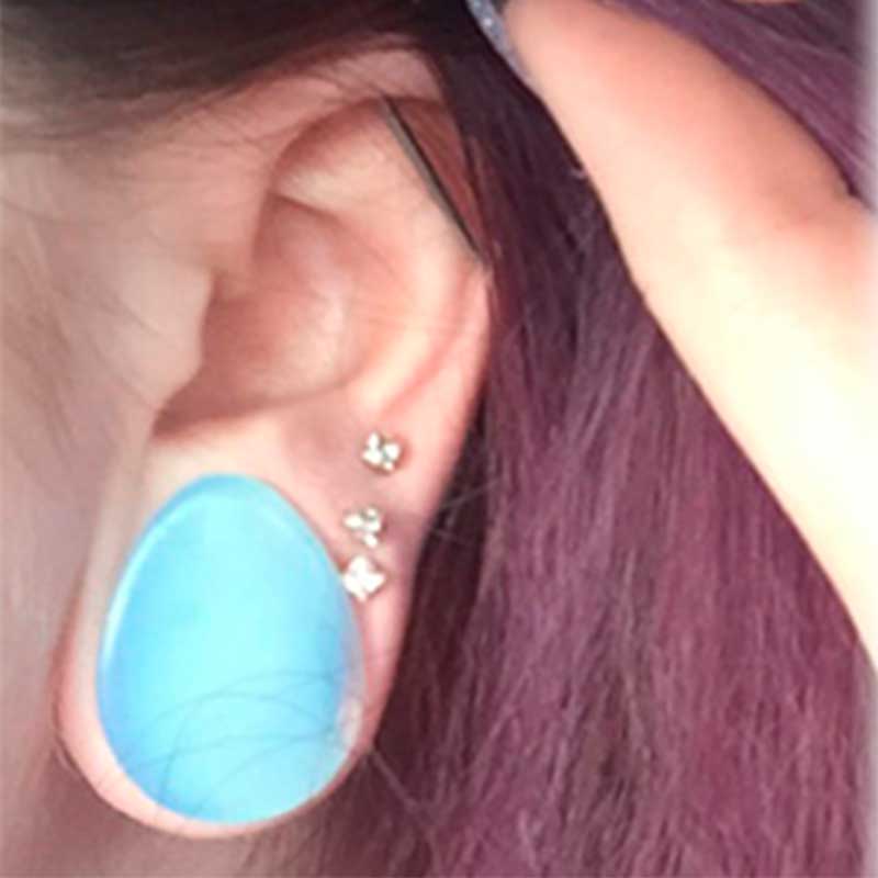 Alargador Gota Pedra Opalita / 1 Par