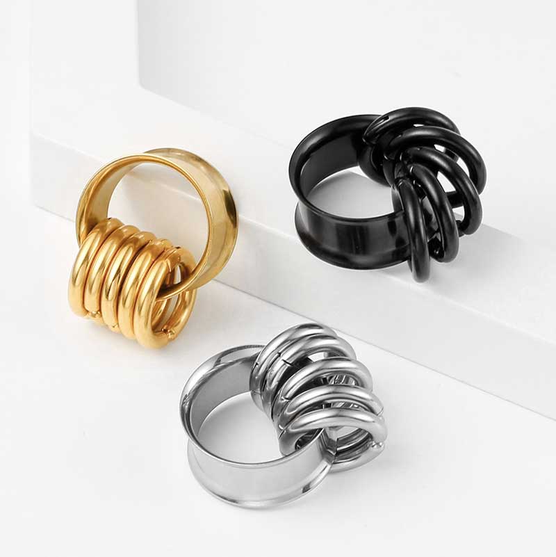 Alargador Túnel de Aço com Argolas / 1 Par