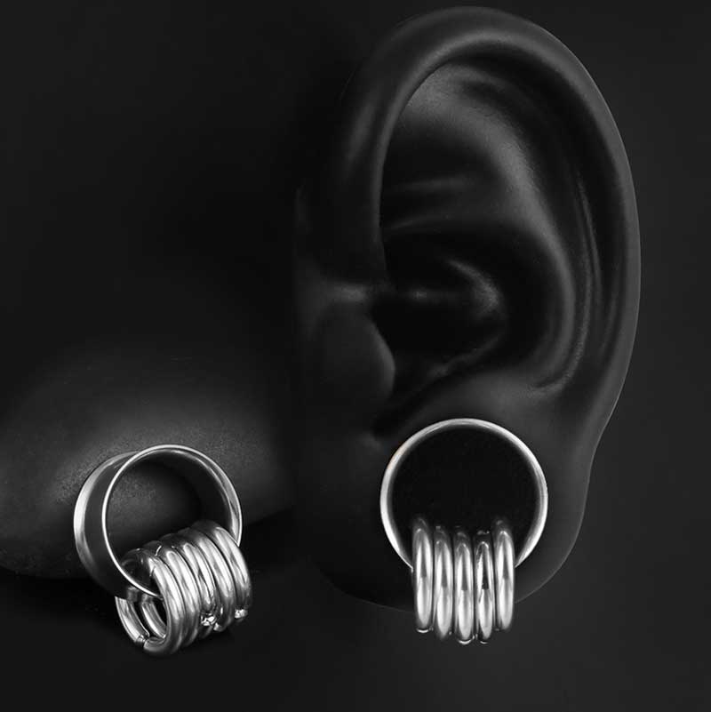 Alargador Túnel de Aço com Argolas / 1 Par