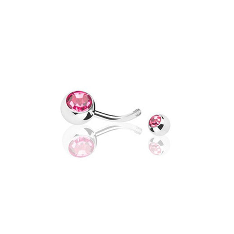 Piercing Umbigo Prateado Strass Duplo