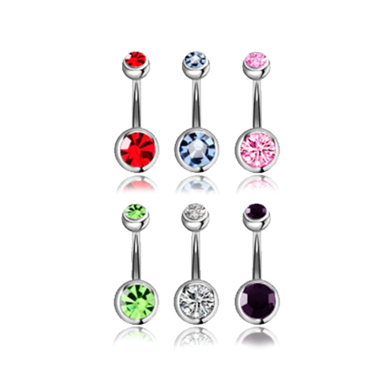 Piercing Umbigo Prateado Strass Duplo