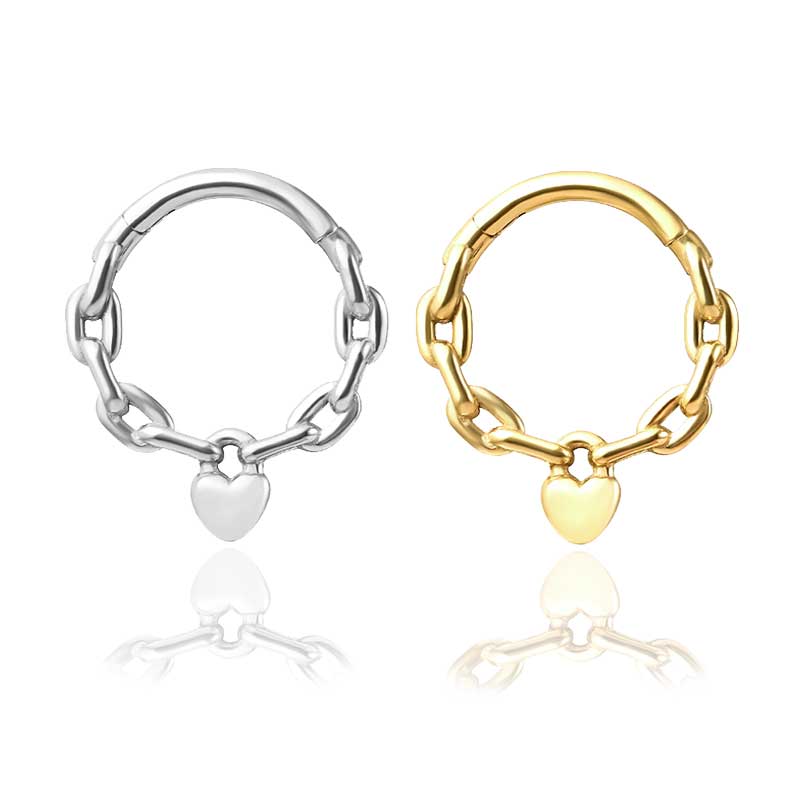 Piercing Corrente Cadeado Coração