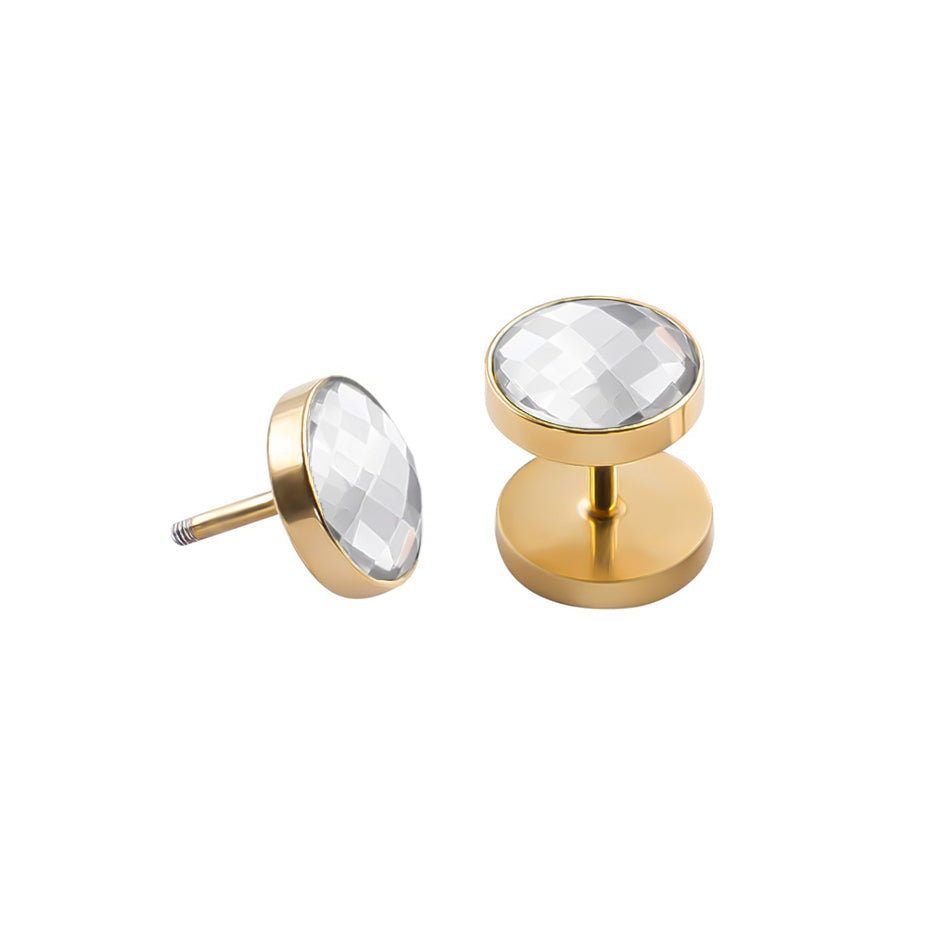 Falso Alargador Dourado - Strass