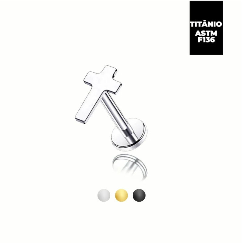 Piercing Titânio Labret Cruz