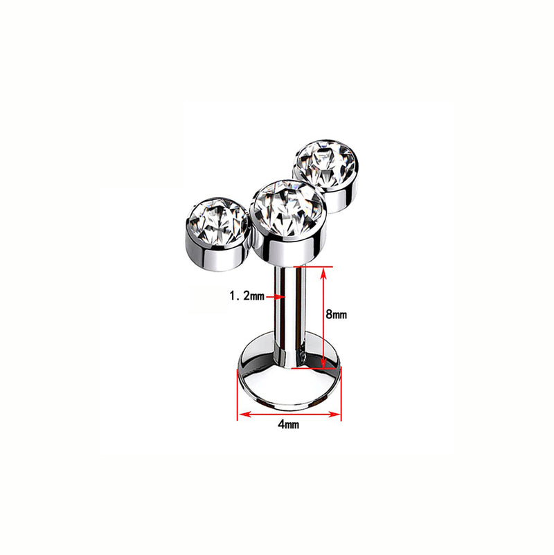 Piercing Titânio Labret Três Strass