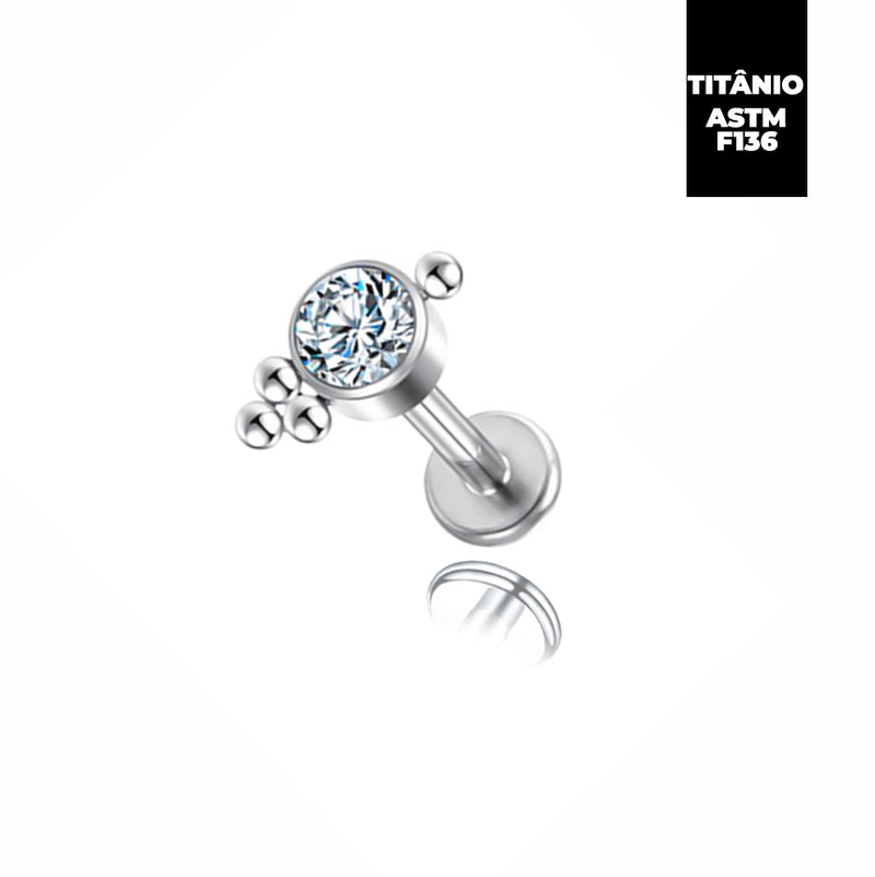 Piercing Titânio Labret Strass Quatro Esferas