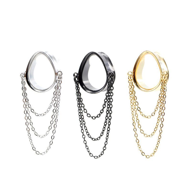 Alargabrinco Gota Chain Aço / 1 Par